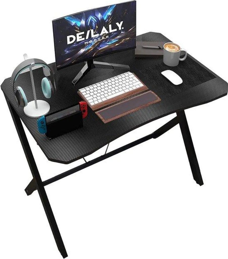 Petit bureau gaming rose 35 pouces stable en carbone anti-rayures