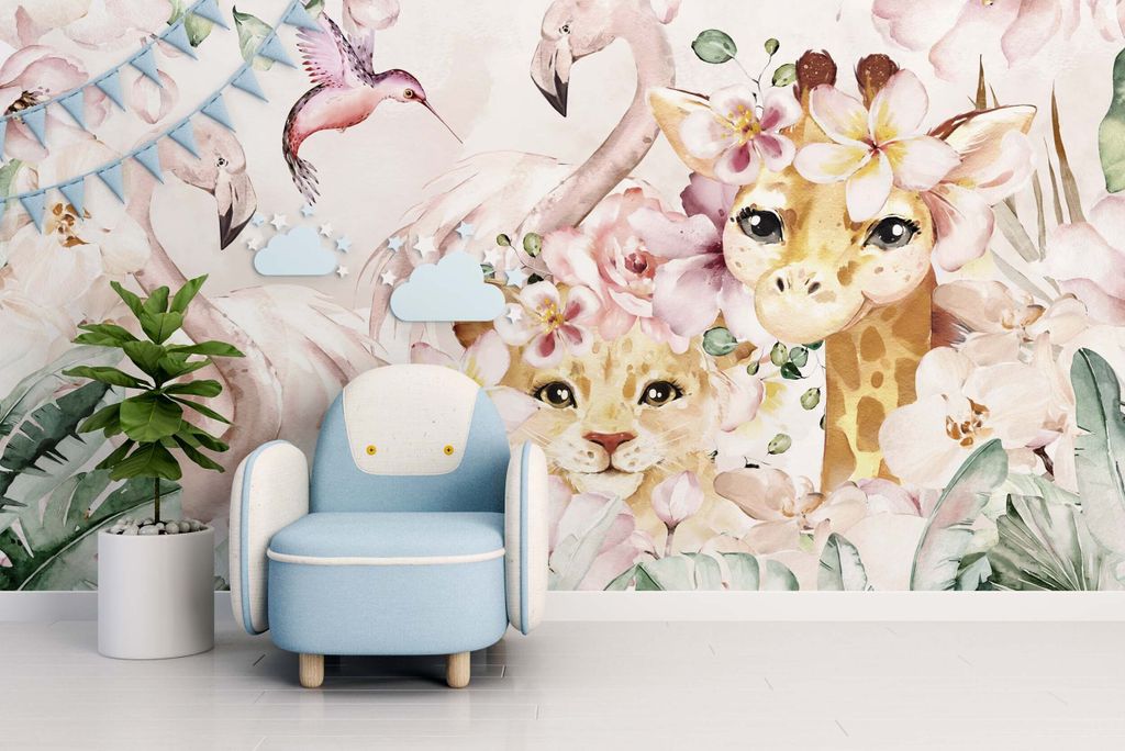 DECO WALLS Fototapete Kinderzimmer Dschungel - Außergewöhnliche Haltbarkeit XXL 260x390 cm