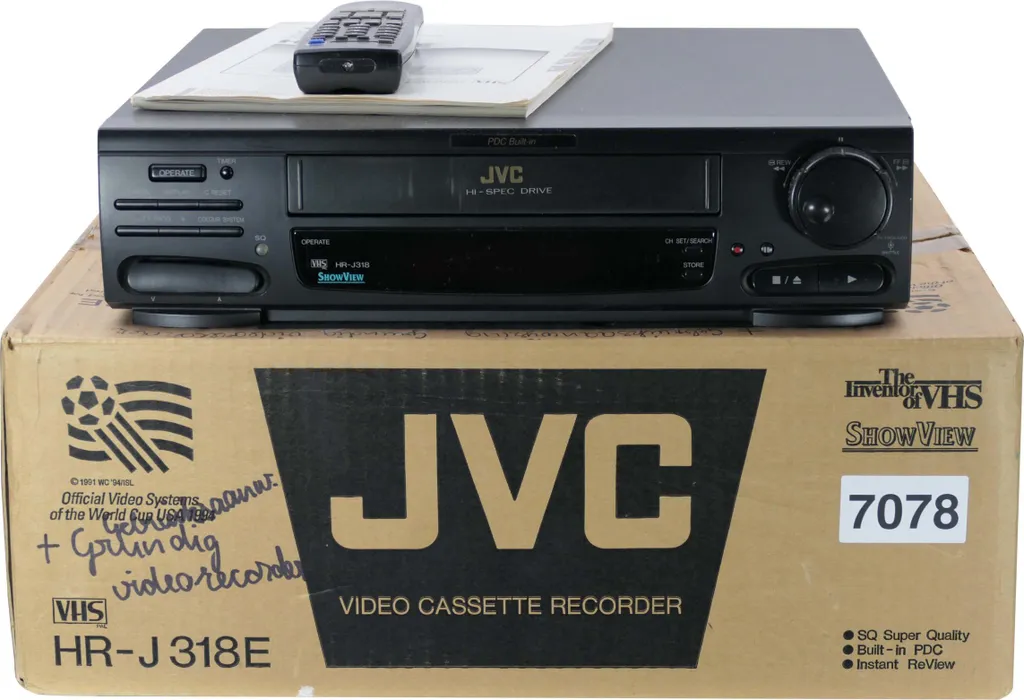 Magnétoscope JVC HR-J318 VHS Pal/Mesecam avec Télécommande d'Origine