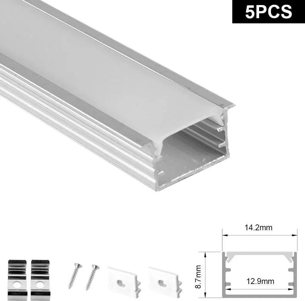 Rail aluminium pour ruban LED avec diffuseur PC kaki foncé lot de 5m