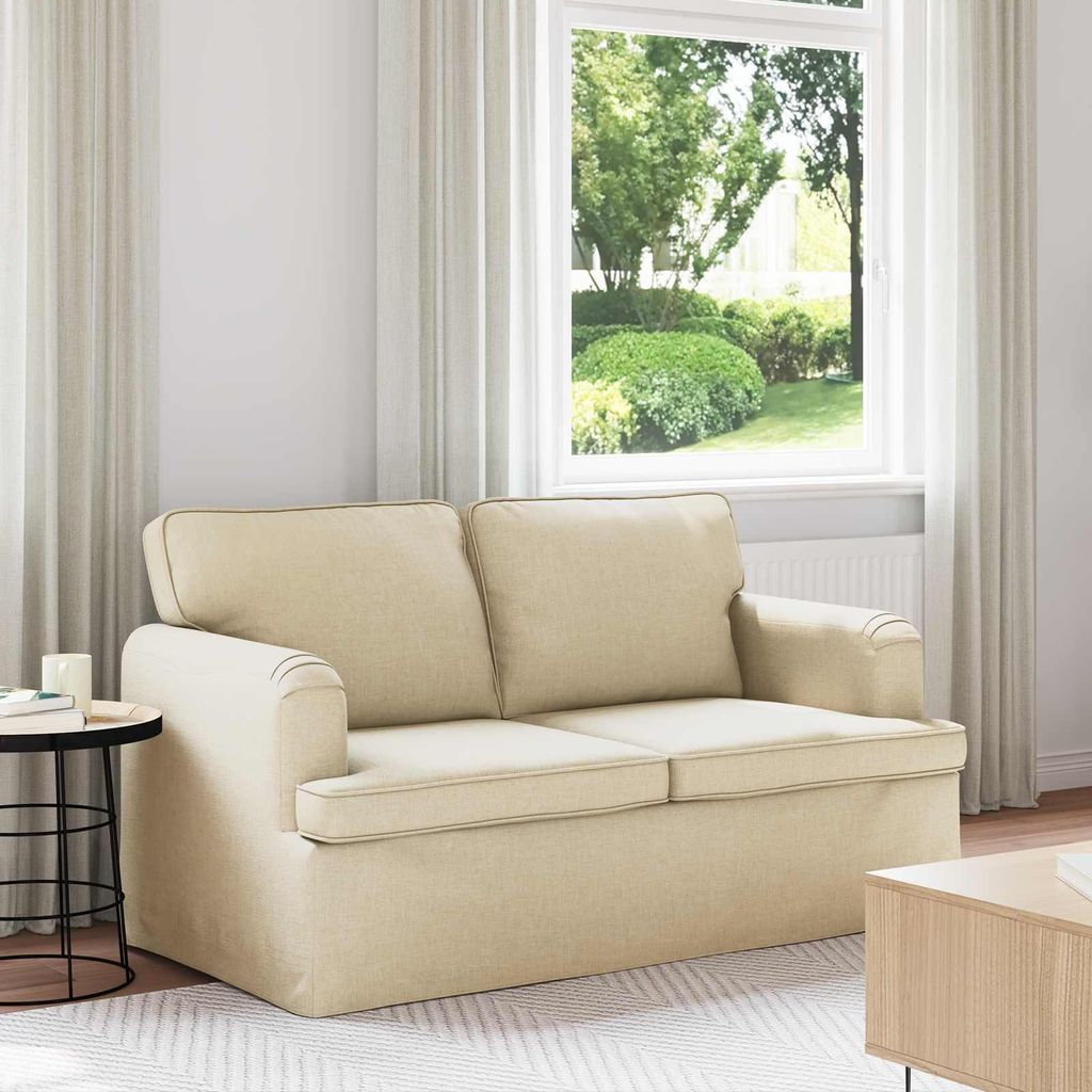 "Schlussverkauf" Wohnzimmer Couch/Sofa - mit Ergonomisches Design - Creme Gesamtabmessungen: 144x80x85 cm (BxTxH) Samt C14239