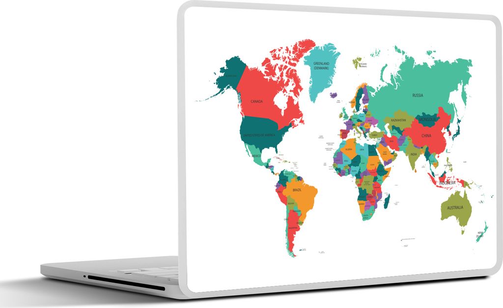 MuchoWow Laptop Aufkleber Sticker Cover Weltkarte - Bunt - Einfach 36.5x27.5 cm - Laptop-Sticker