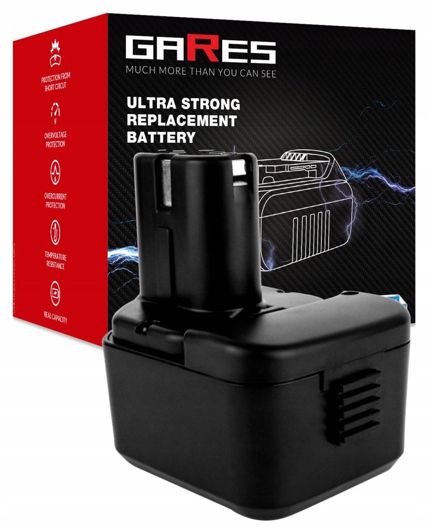 GARES Akku Batterie für Hitachi DW 18D DH 15D2 EB12G DV 10DA WF 4DY | 12 V 3Ah | Verstärkte Serie High-Performance | Hohe Leistung