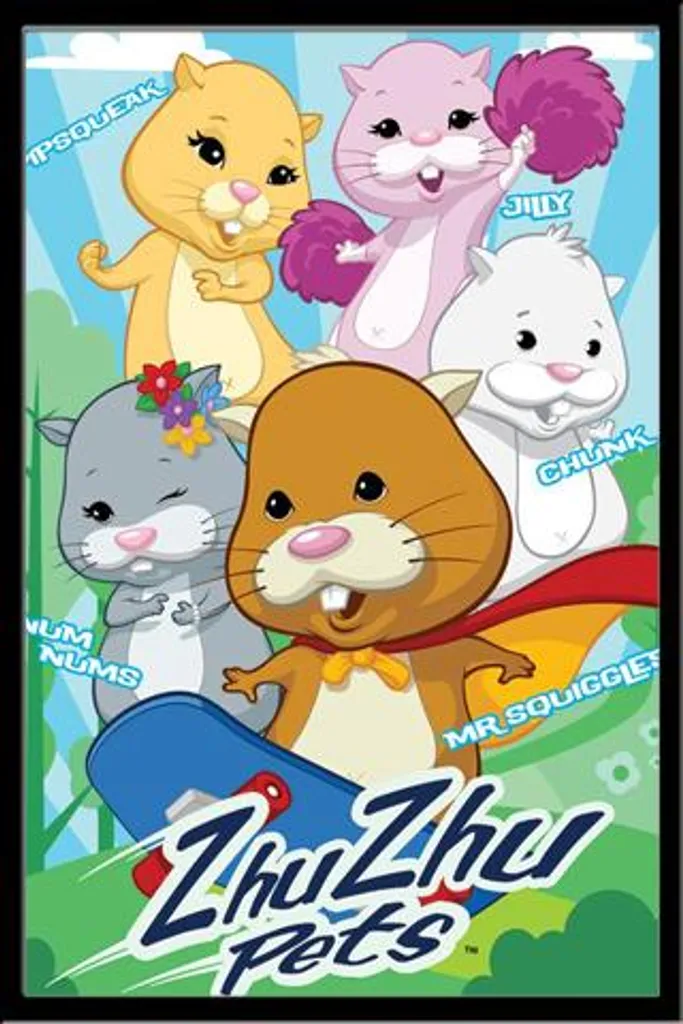 Décoration Murale Chambre Enfant Poster Zhu Zhu Pets Gang Cadre Noir