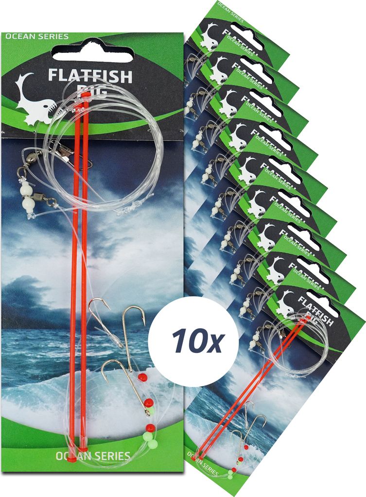 Eurocatch Plattfischvorfächer – 3 Haken – Größe 6 – 10 Stück – Meeresangeln – Wolfsbarsch – Großzügig – Makrele