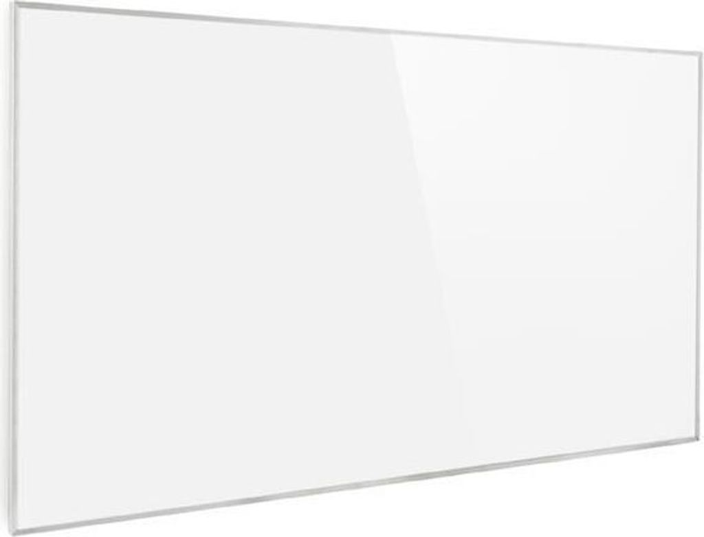 A white infrared heater is shown from a diagonal angle against a white background.