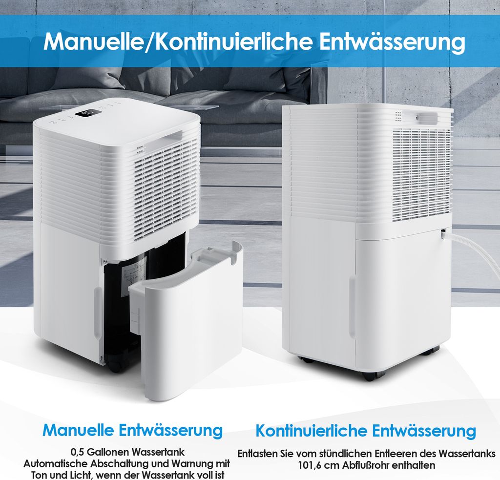 COSTWAY 3 tryby mobilny osuszacz 12L/dzień z 2 Zdjęcie produktu 6