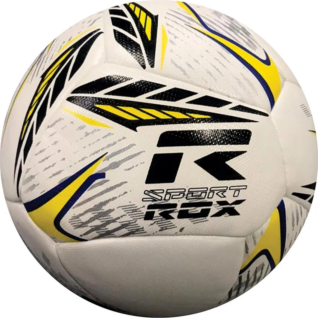 Ballon de foot hybride Rox Strong avec coutures invisibles blanc jaune
