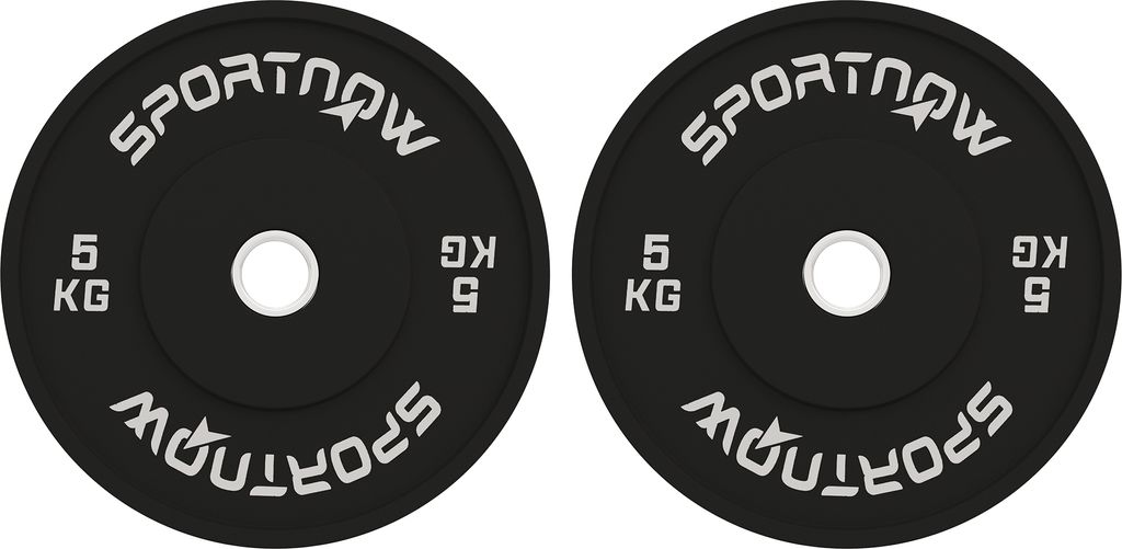 SPORTNOW 2er Set 2x5kg Gummi-Gewichtsscheiben, Gymnastik- und Heimscheiben mit 5cm Loch für Kurz- und Langhanteln, Schwarz