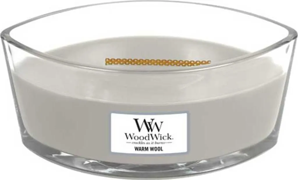 Woodwick Warm Wool 453,6g bougie parfumée boisée avec mèche en bois