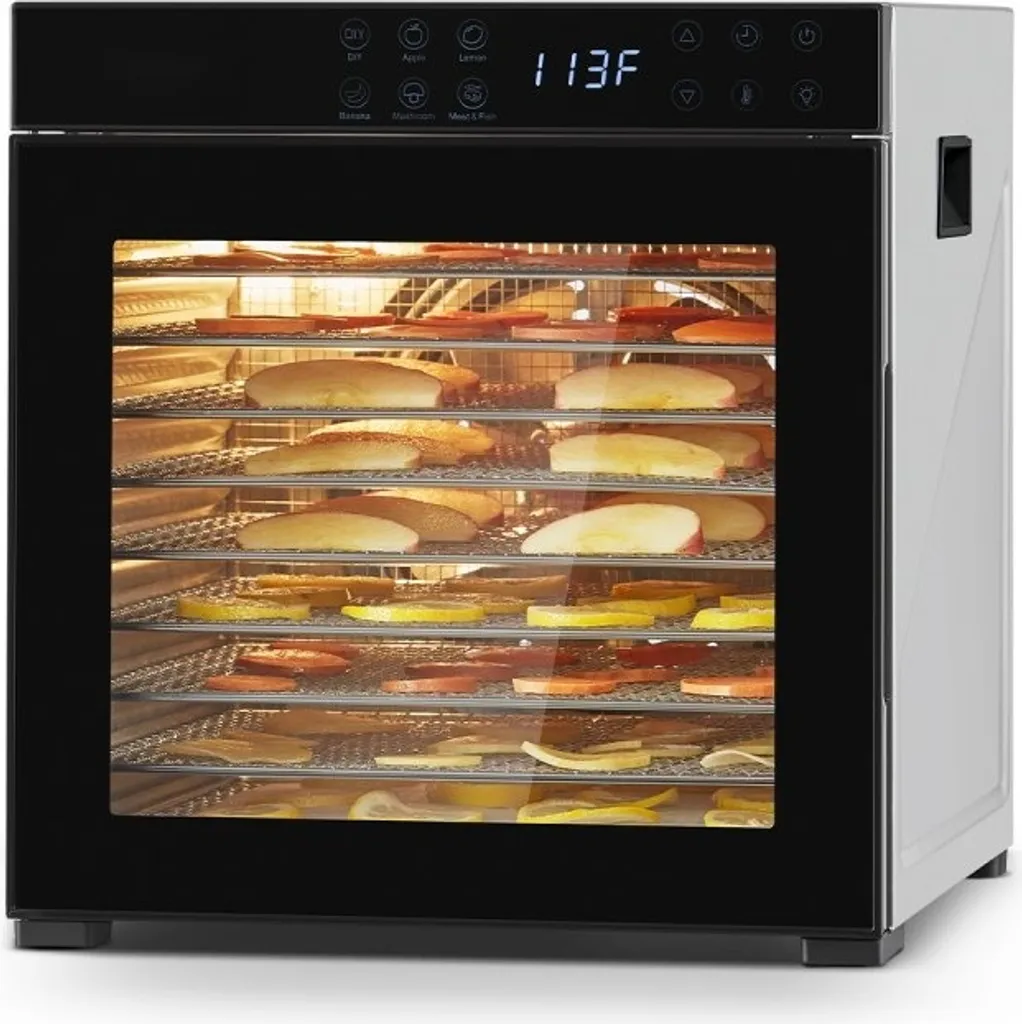 Déshydrateur automatique 10 plateaux inox 1kW pour fruits et légumes
