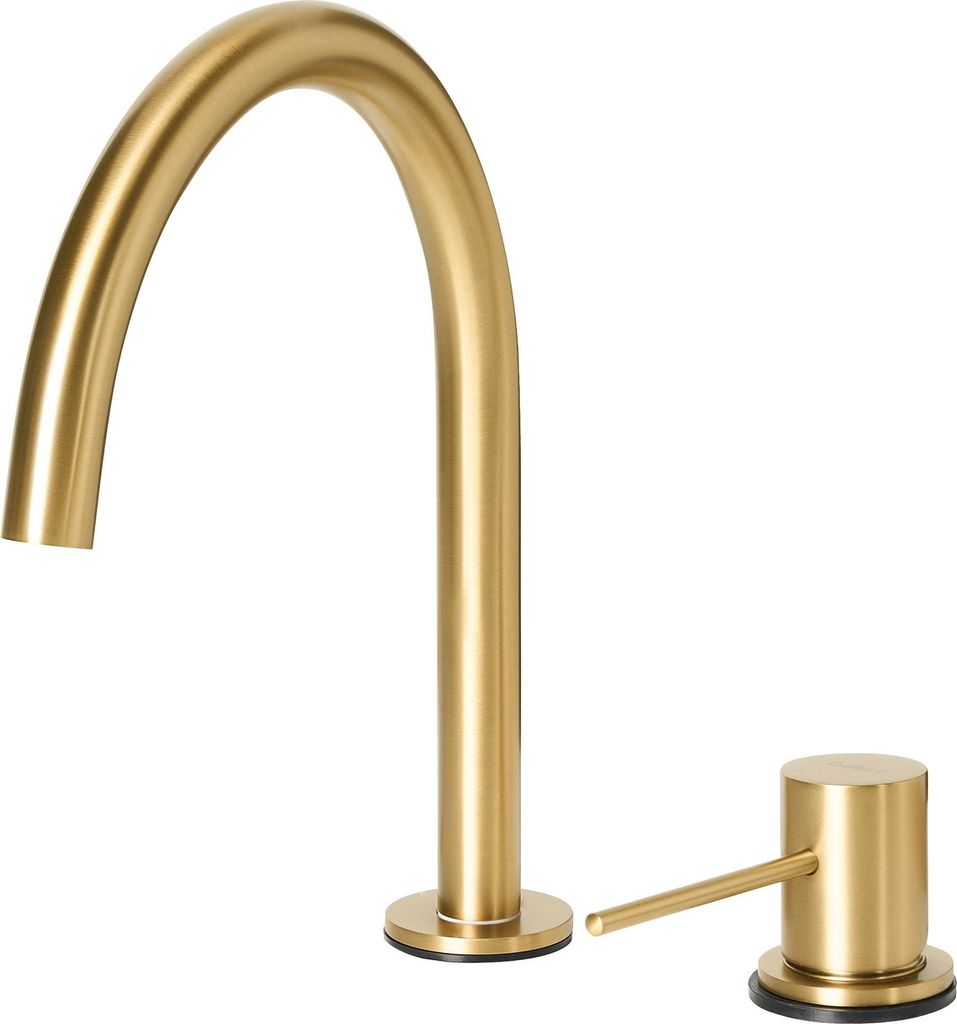 BELIANI Waschtischarmatur Gold aus Messing Matt Einhebelmischer Mischbatterie Waschbeckenarmatur Wasserhahn Badezimmer Modernes Design