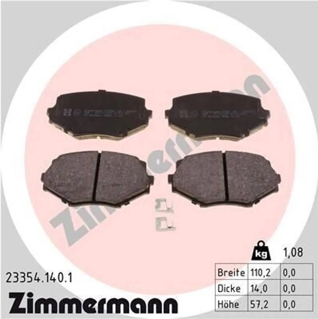 Plaquettes Zimmermann 23354.140.1 haute endurance pour Mazda MX-5 NA NB