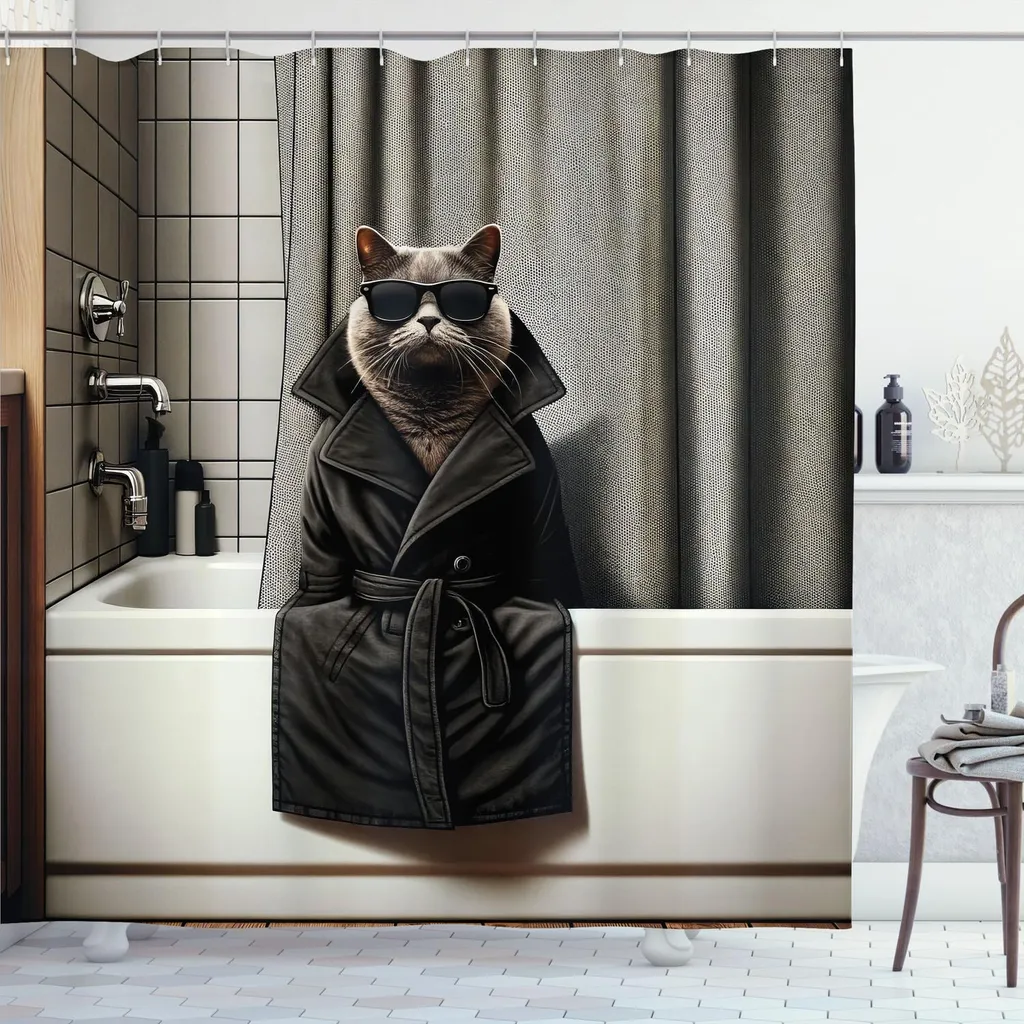 Tenda Doccia Gatto Misterioso ABAKUHAUS - L'Arte nel tuo Bagno