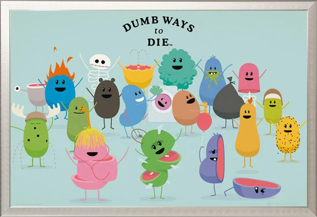 Quadro Dumb Ways To Die Cornice Argento Shinsuke Alluminio 61x91.5cm