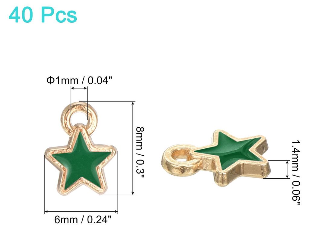 40 Stk. Sternanh?nger, vergoldeter Anh?nger fš¹r DIY Handy-Zubeh?r Schlš¹sselanh?nger Basteln, 6x8mm, Grš¹n