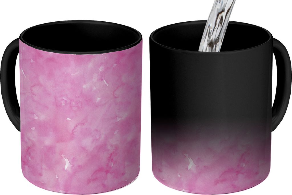MuchoWow Zauber Tasse Zaubertasse Magic Aquarell - Rosa - Muster 350 ml Farbwechsel Becher Geschenk Geschenkidee - Magic-Tasse - Fototasse - Kera...