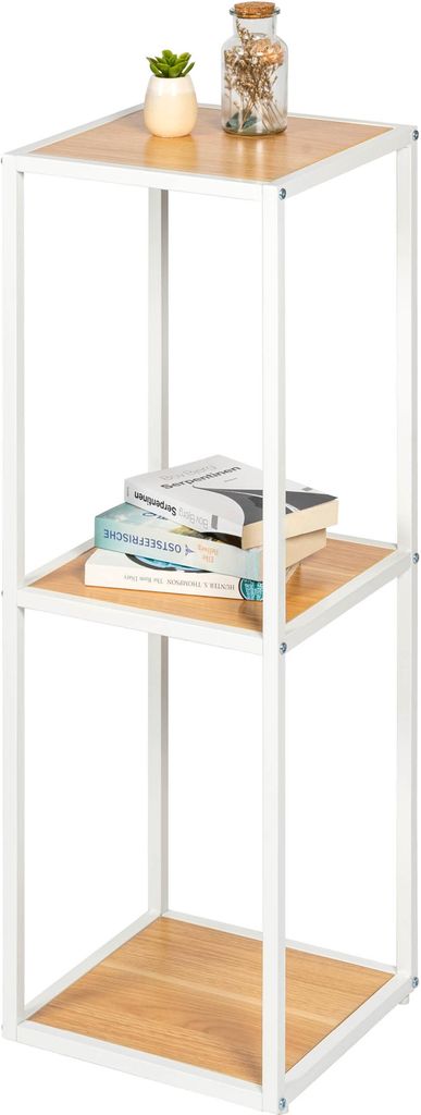 stojící police eluno z matného bílého kovu se 3 dřevěnými Obrázek produktu 