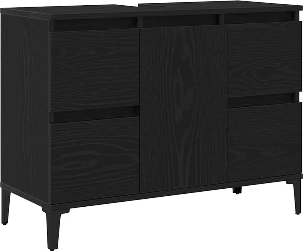 vidaXL Lavello in rovere nero 80 x 33 x 60 cm Materiale a base di legno