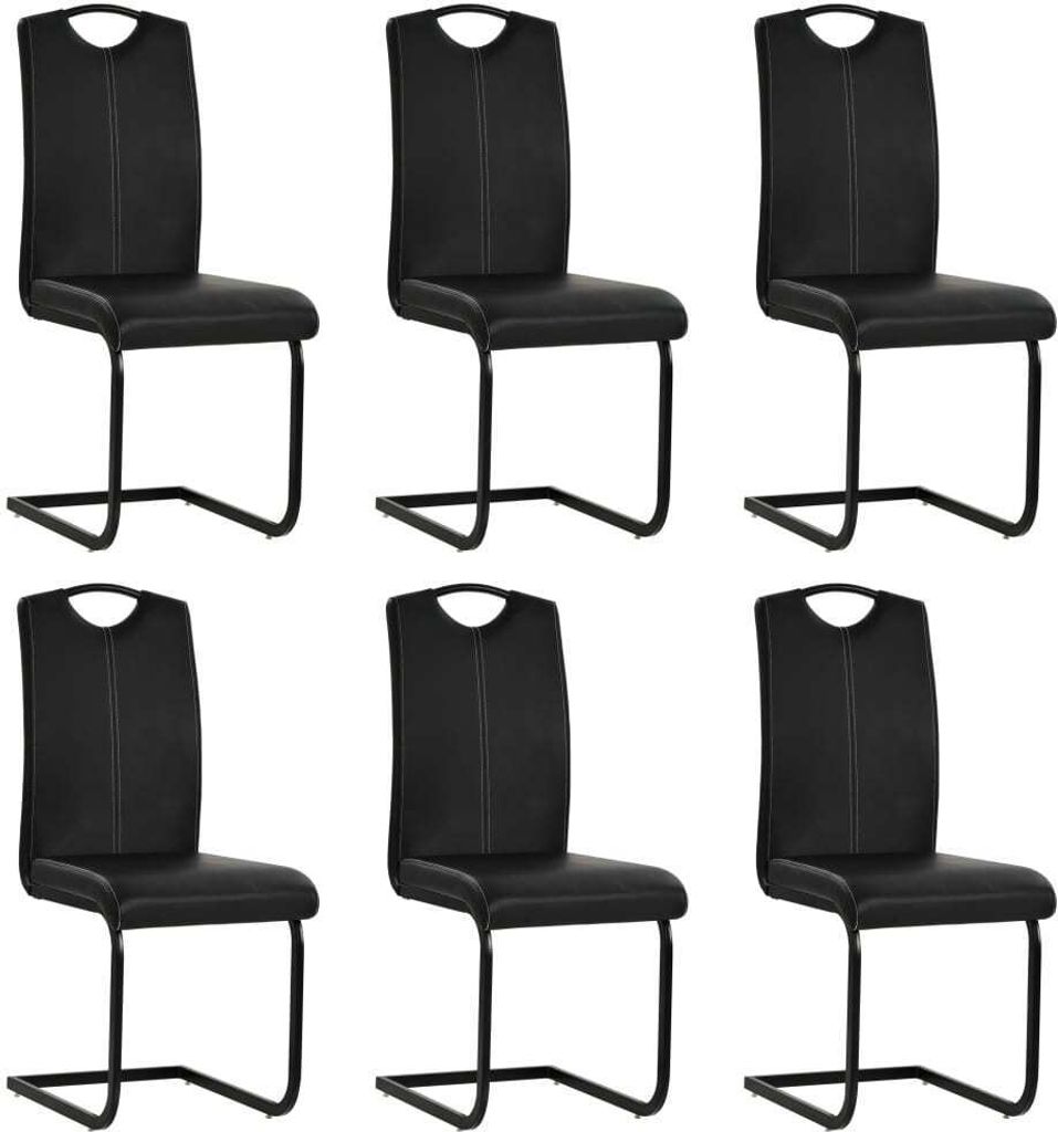 Freischwinger 6 Stk. Schwarz Kunstleder