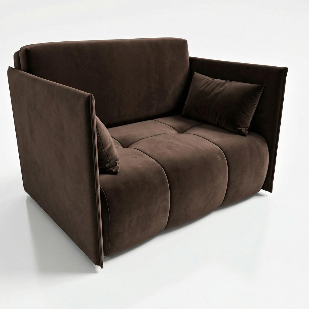 Wohnero24 Nessi 2 Schlafsofa 112x195 cm mit Schlaffunktion & Bettkasten – Sofa Braun