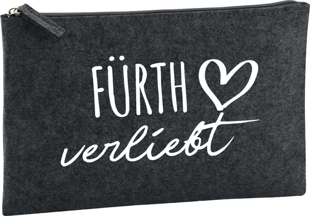 Huuraa Kulturbeutel Fürth verliebt 1 Liter Charcoal Filz Kosmetiktasche Geschenkidee