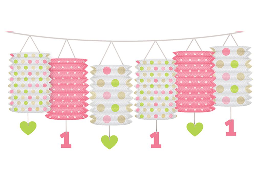 Laternengirlande 1. Geburtstag, rosa 3,6m, 1 Stk.