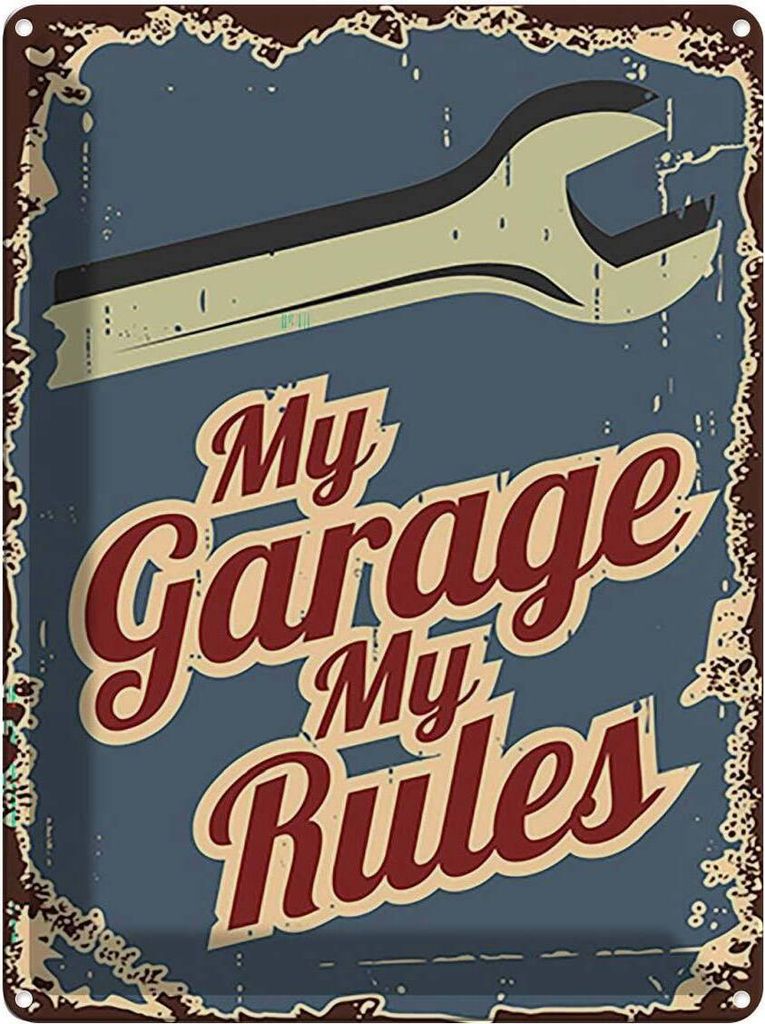 vianmo Blechschild 40x30 cm My garage rules Dekoration