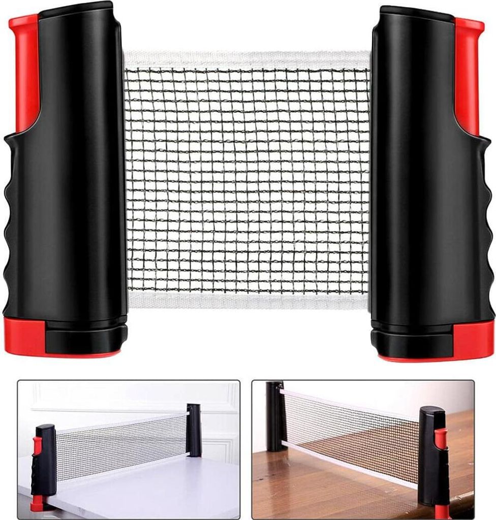 Tragbares, einziehbares Tischtennis-Netz, Ersatz-Zubehör für Ping Pong, rot