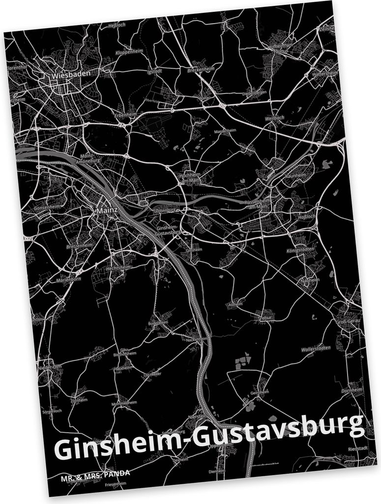 Mr. & Mrs. Panda Postkarte Ginsheim-Gustavsburg - Geschenk, Ansichtskarten, Grußkarte, Ansichtskarte, Postkarten, Stadt, Dorf Karte Landkarte Map ...