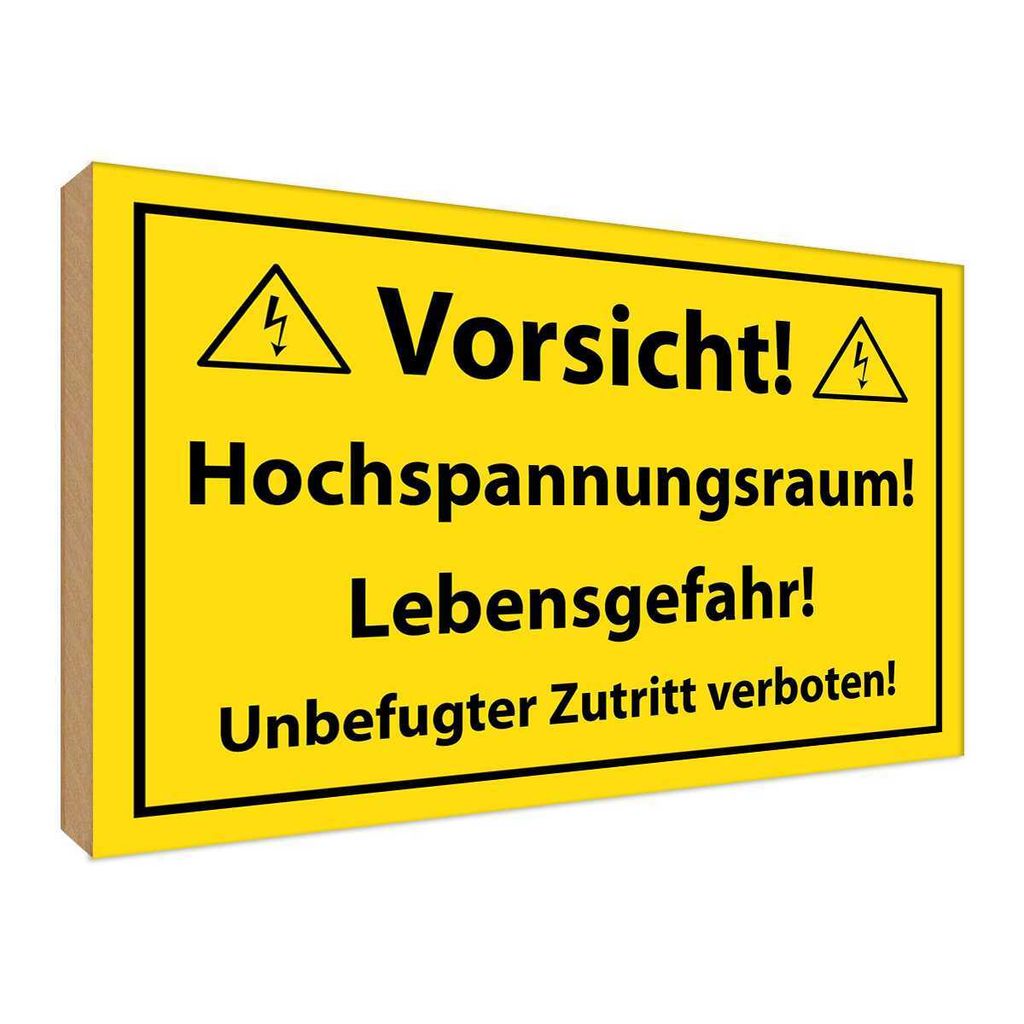 vianmo Holzschild 30x40 cm Vorsicht Hochspannungsraum Warnschild Hinweisschild