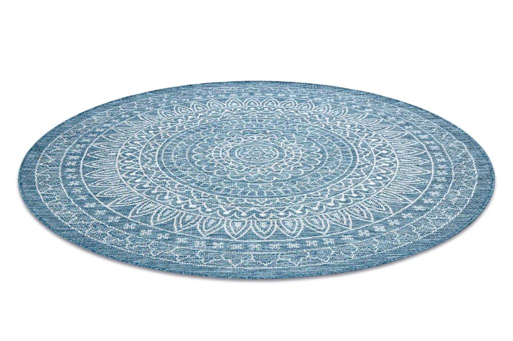Tapis Sisal Durable 160 cm Ivoire/Bleu - Idéal Pièce à Vivre Loft