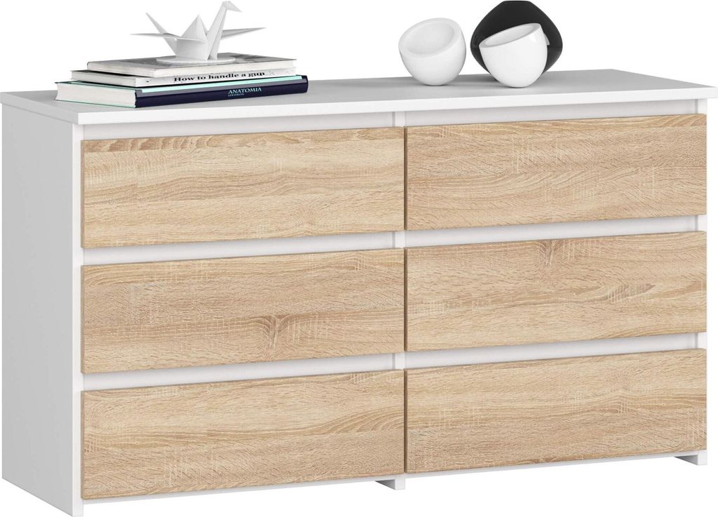 Kommode 100cm mit 6 Schubladen Sideboard Anrichte Schrank 100x35x57 cm