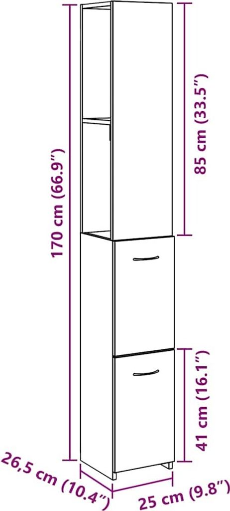 "2026 Aktion"Badschrank/Hochschrank stylische - Badezimmerschrank, Badregal - Altholz-Optik 25x25x170cm Holzwerkstoff - Badezimmerschränke NeuMöb...