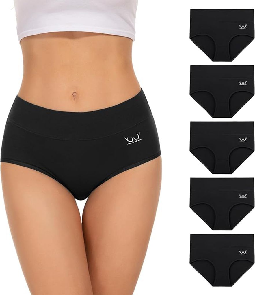5 Stück Slips Damen Baumwolle,Stretch Hohe Taille Produktbild 