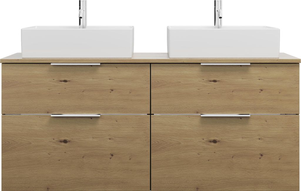 burgbad Eqio Keramik-Aufsatzwaschtische, inklusive Waschtischunterschrank mit 4 Schubladen, Breite 1400mm, SGUR140F5662C0001G0146