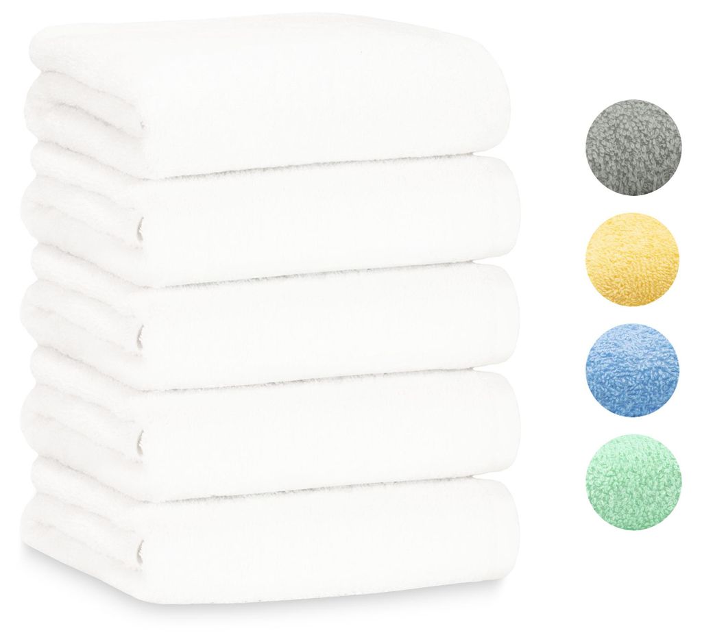 5er Set Duschtuch, 100% Baumwolle, 70x140 cm, weiß Produktbild 