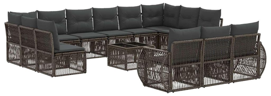Möbel Gartensofa-set 14 pcs Grau und Dunkelgrau Poly-Rattan - Gartenmöbelgarnituren CC1565