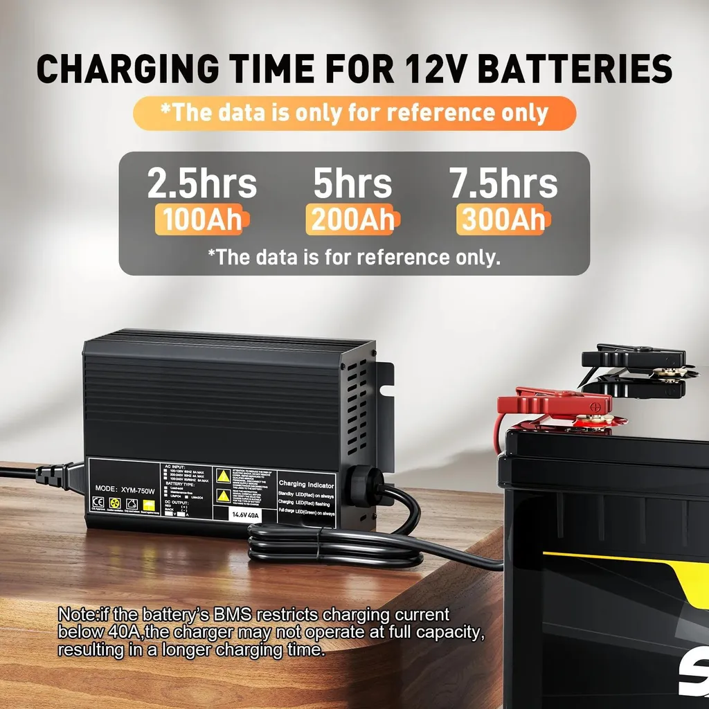 Chargeur de batterie 14,6V 40A sortie 50A avec prise UE-C polyvalent
