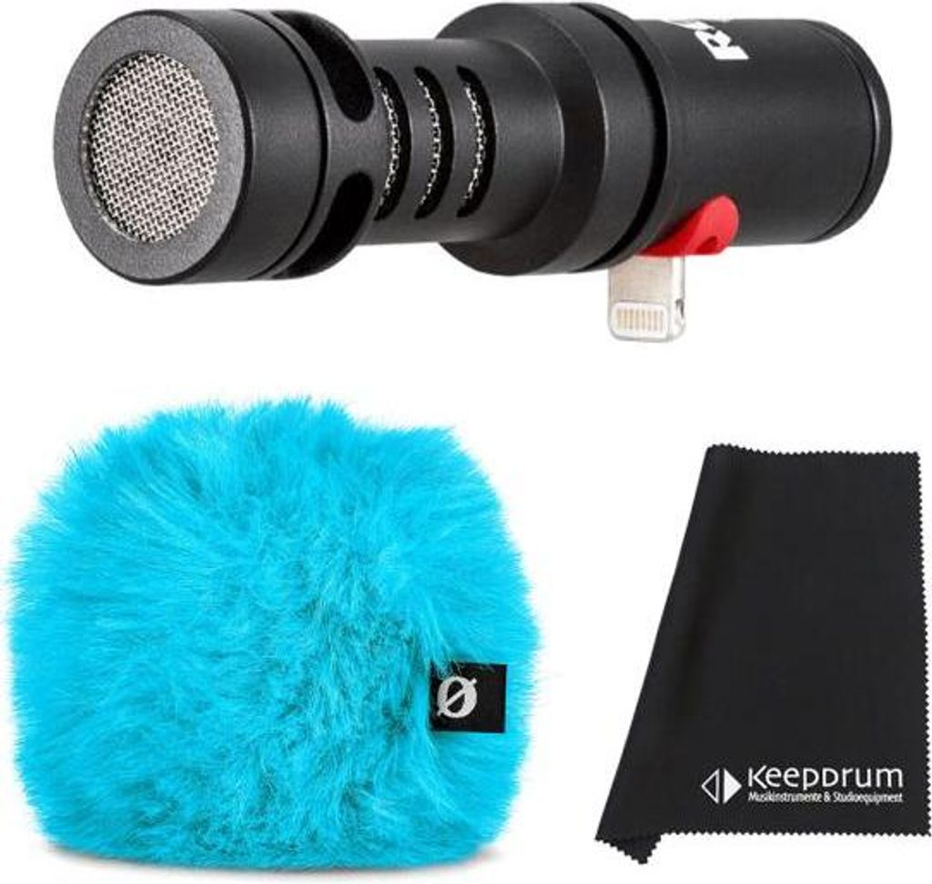 Rode Videomic Me-L mit Windschutz Blau mit Tuch
