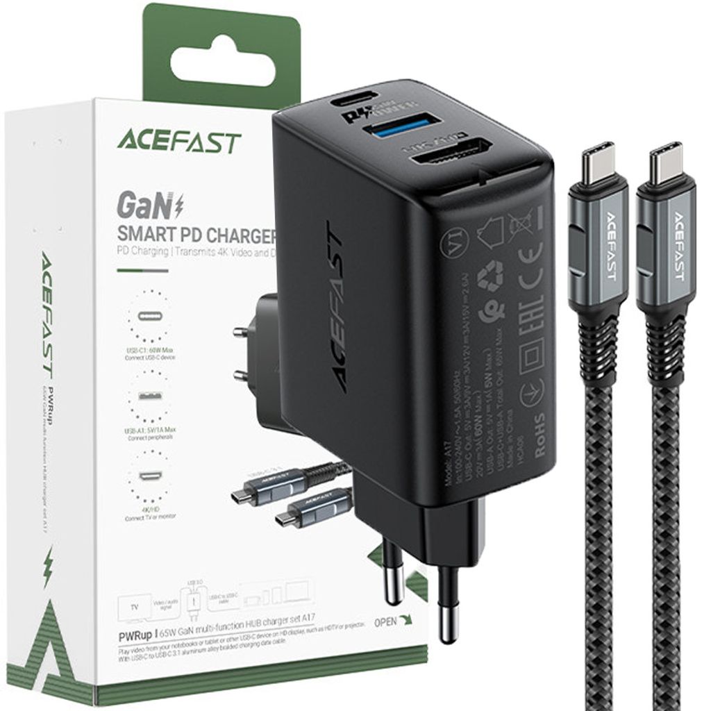 ACEFAST A17, Drinnen, AC, 1,8 m, Schwarz Produktbild 