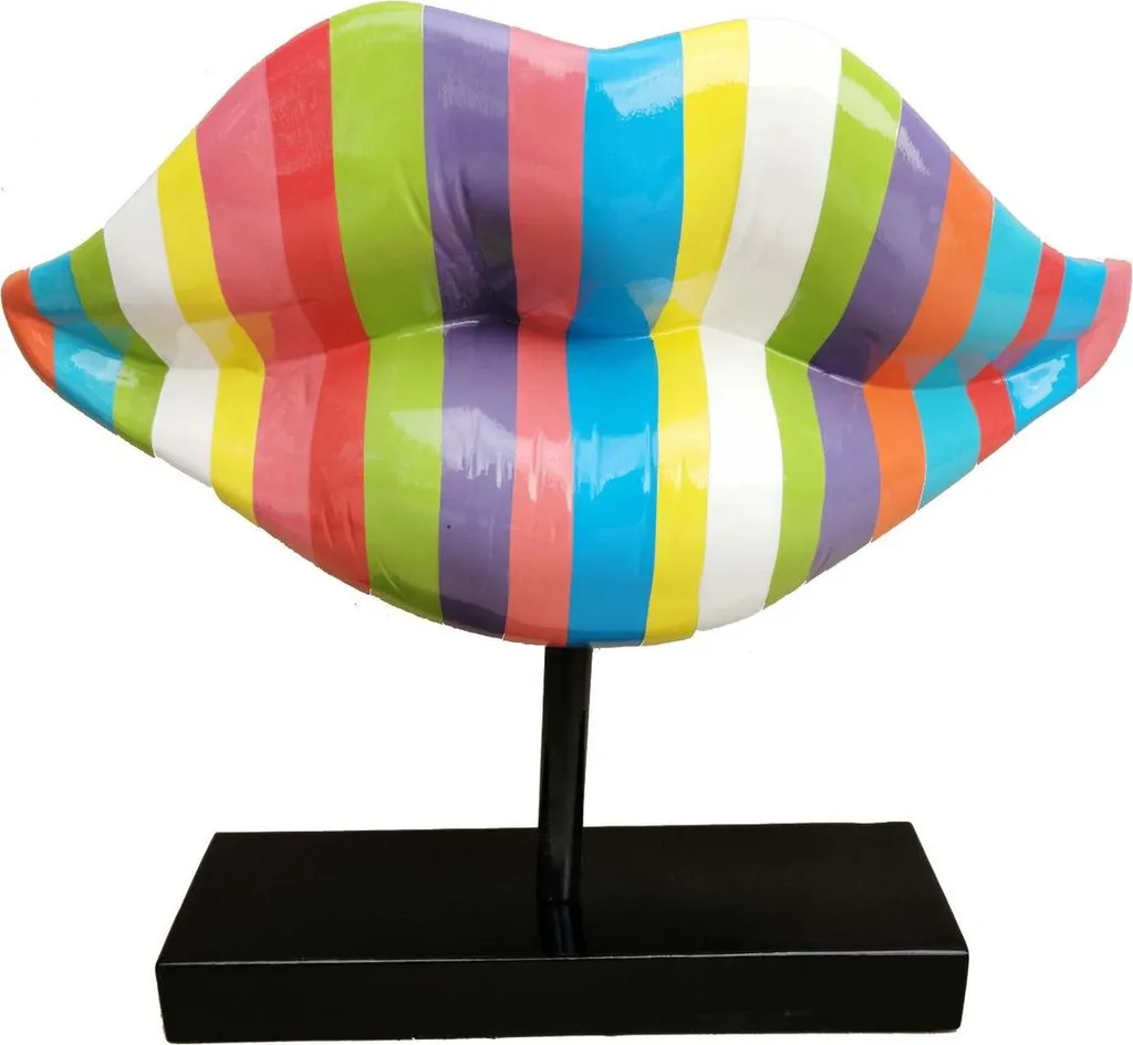 Sculpture Lèvres Design Multicolore 55 cm - Objet de Déco Luxe Noir