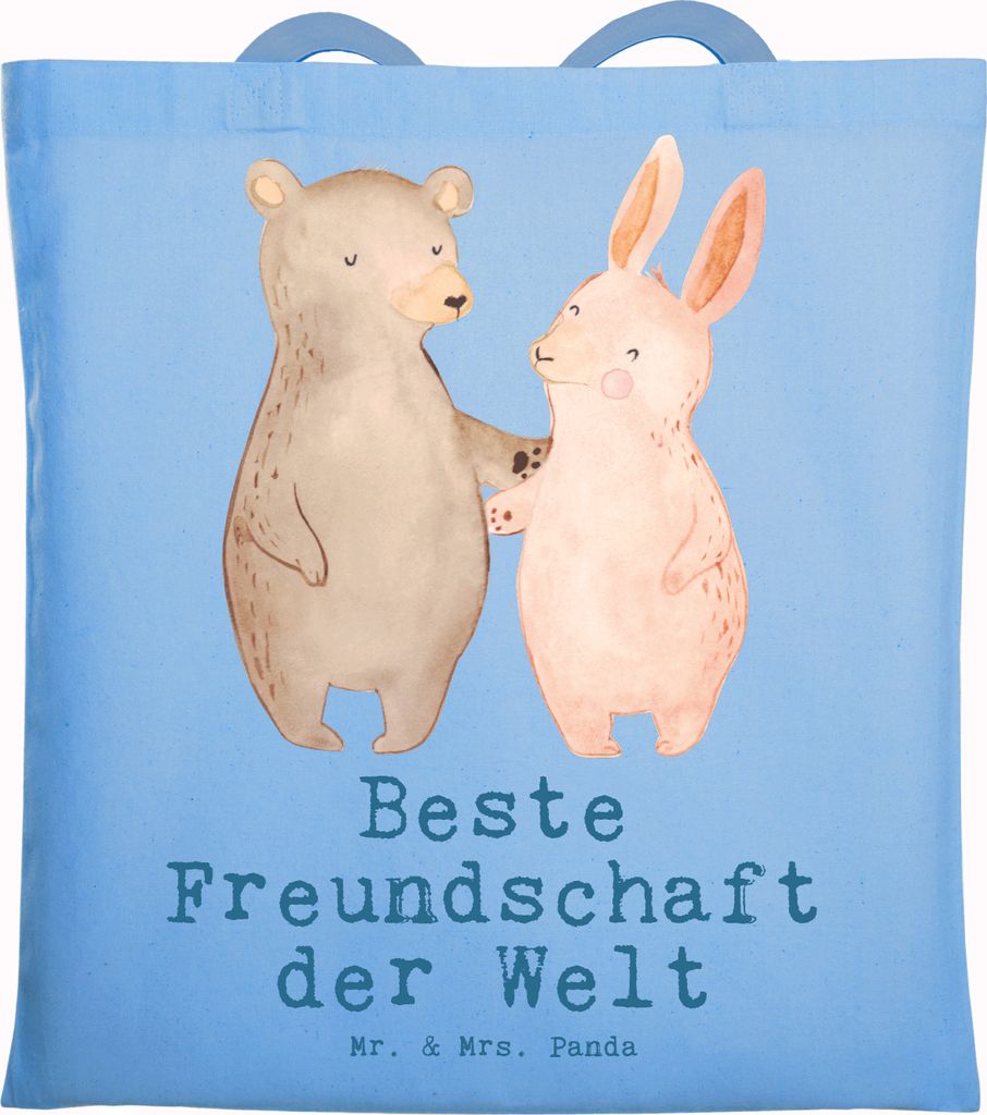 Mr. & Mrs. Panda Tote Bag Hase Beste Freundschaft der Welt - Sky Blue - Geschenk, umhängebeutel, Schultasche, Tasche, Shopping, Jutebeutel, Best F...