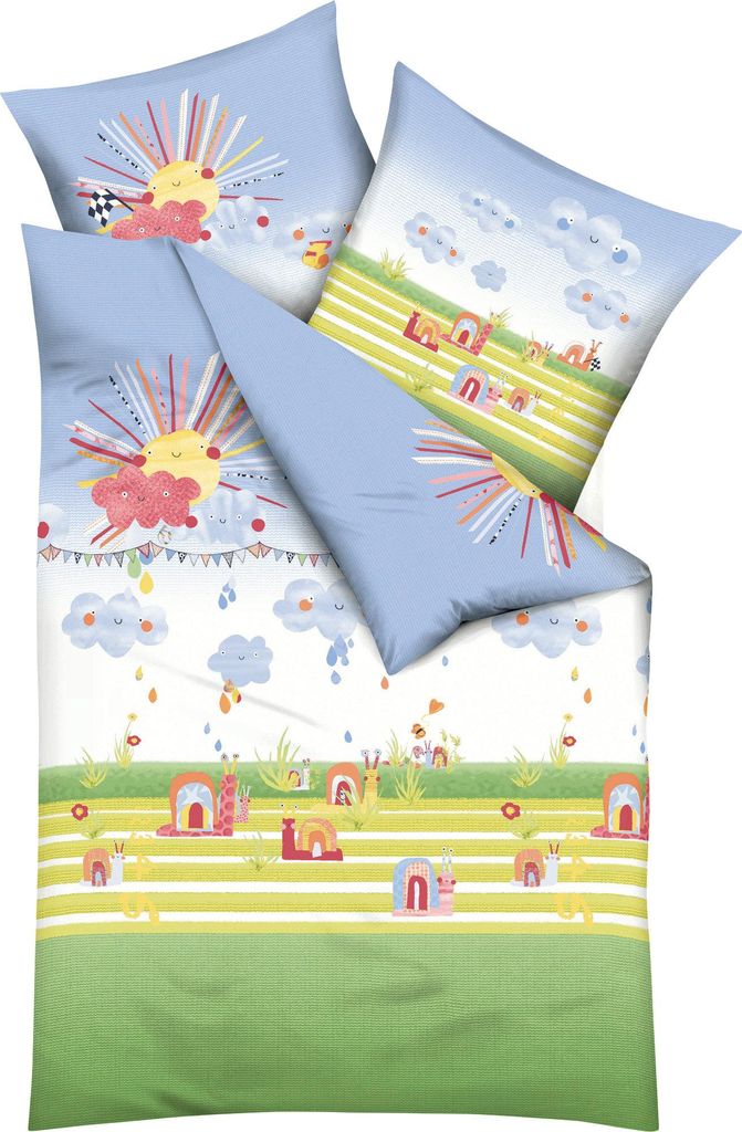 Kaeppel Kinder-Bettwäsche Regenbogenrennschnecken" bunt 1x 135x200 cm + 1x 80x80 cm"