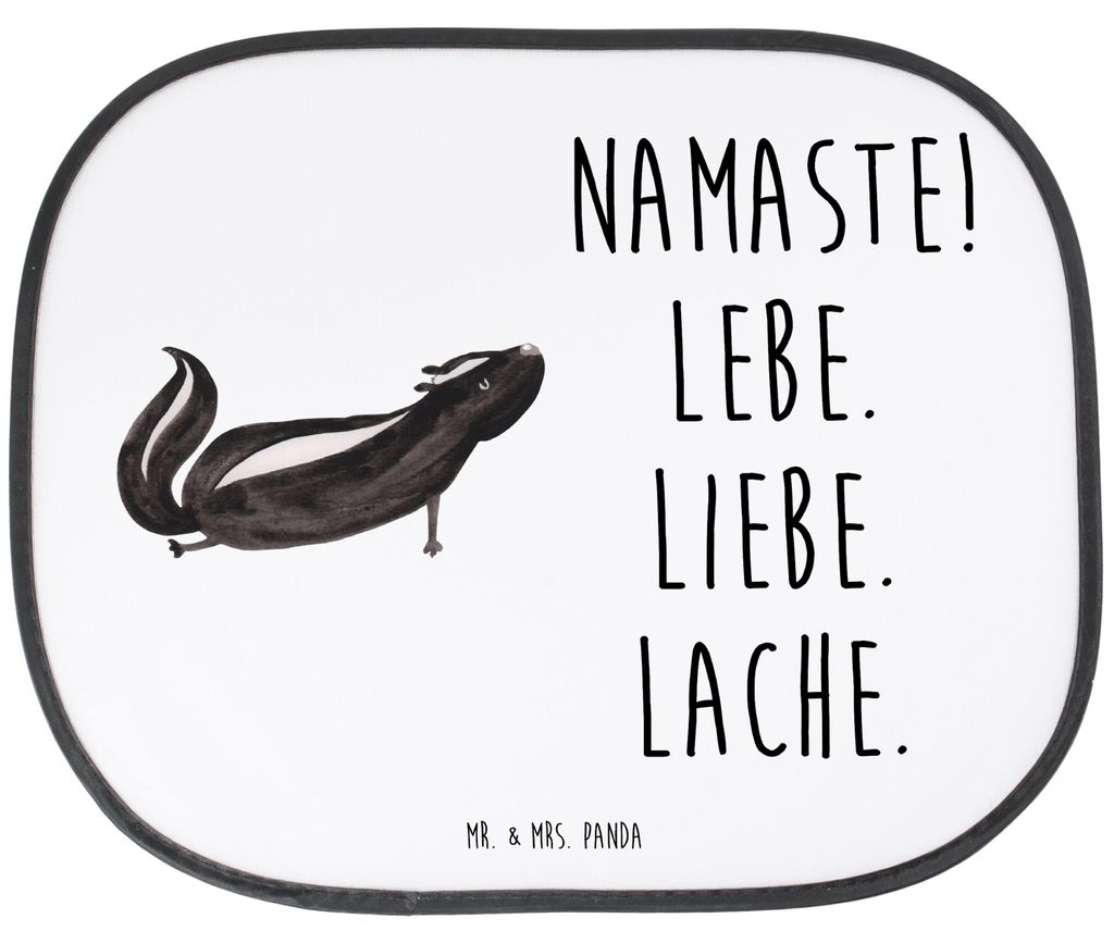 Mr. & Mrs. Panda Sonnenblende Auto Stinktier Yoga - Weiß - Geschenk, Wildtier, Hitzeschutz, Liebe, Raubtier, Sonnenschutz für, Seitenfenster, Nam...
