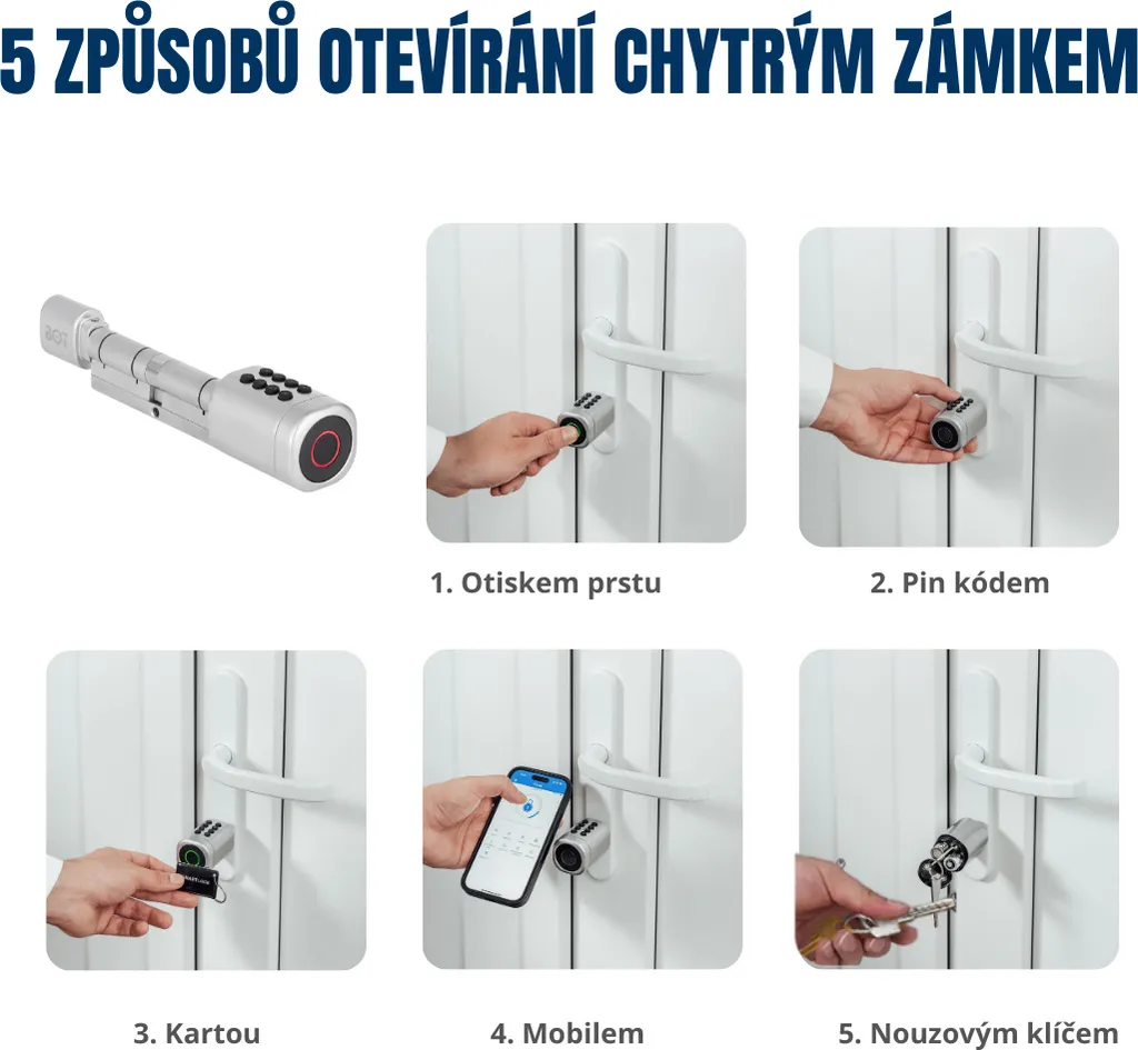Serrure Connectée BOT Smart Lock TTLock L2 Argentée Longueur de Base - 5