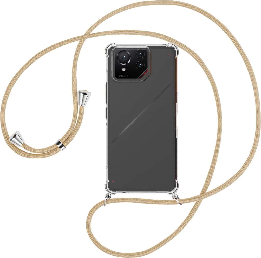 Handykette Backcover-Schutzhülle mit Band (Metall silberfarben) für ASUS ROG Phone 9 - caramel