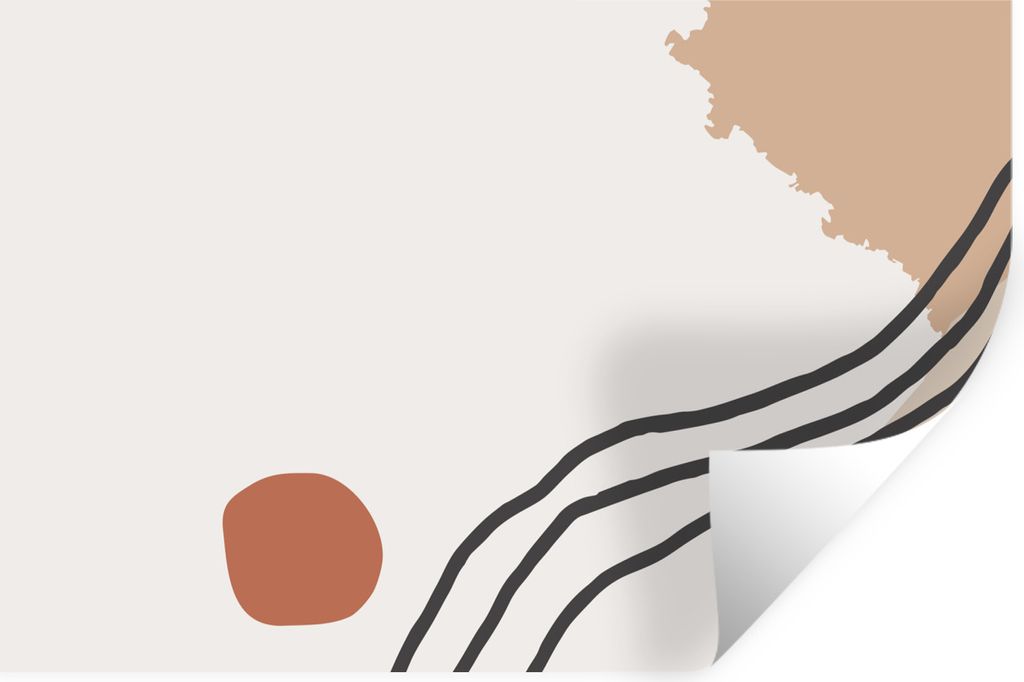 MuchoWow Wandtattoo Wandsticker Wandaufkleber Sommer - Abstrakt - Schwarz - Orange 30x20 cm Selbstklebend und Repositionierbar - Wierderverwendba...