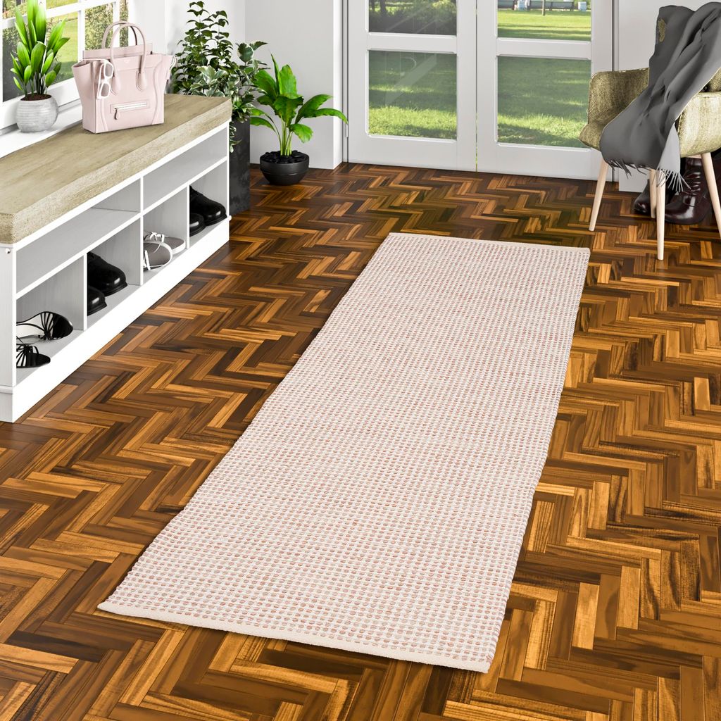 Baumwolle Natur Kelim Teppich Läufer Sandy Beige Modern, Größe:70x250 cm