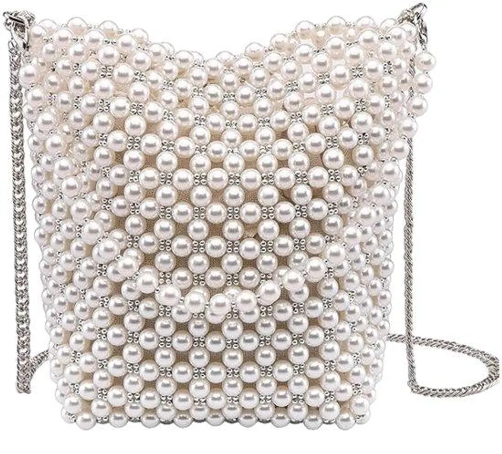 Sac à bandoulière fin Kralen Clutch serti de perles, format compact 20cm